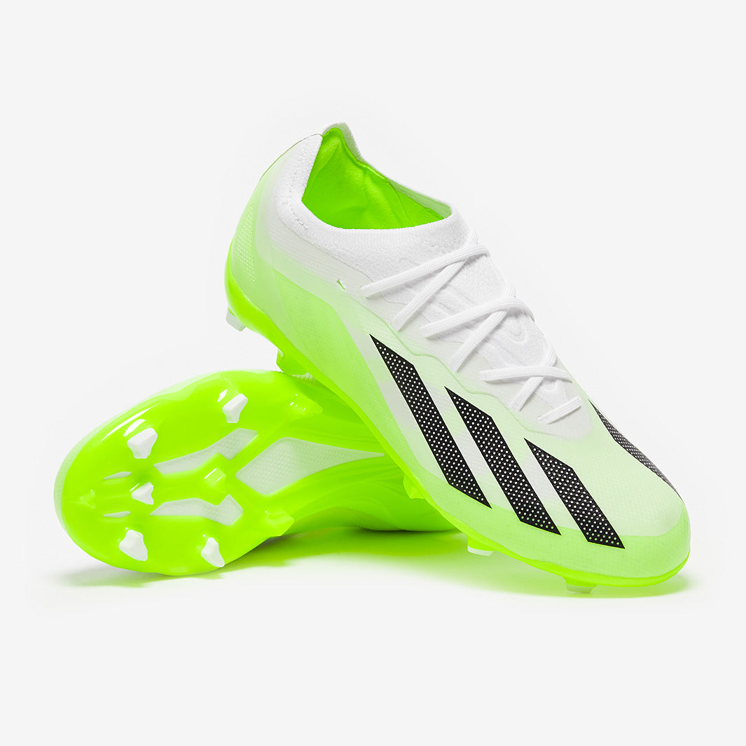 adidas Kids X Crazyfast.1 FG - White/Core Black/Lucid Lemon