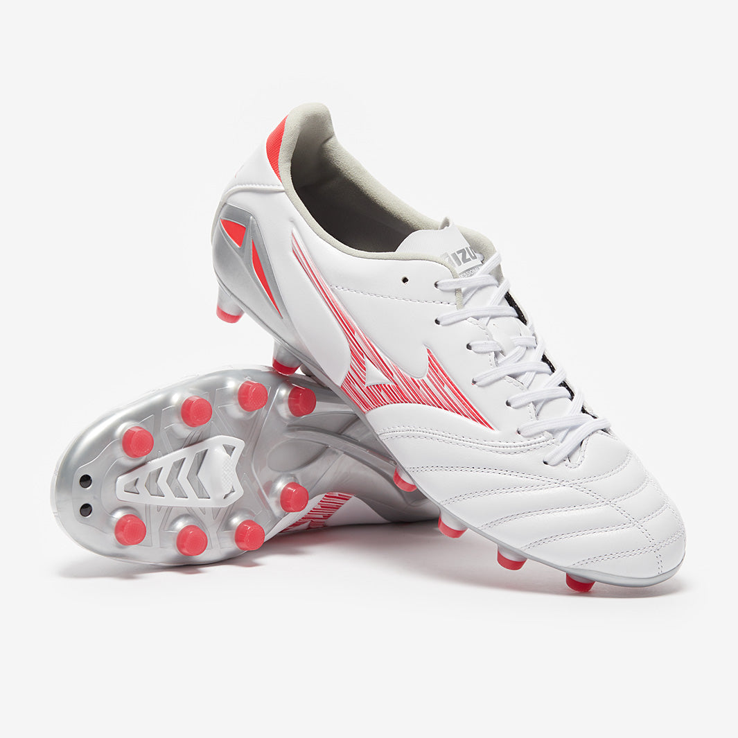 Mizuno Morelia Neo4 ホワイト/レッド 日本製 Mizuno Morelia Neo IV Beta Elite FG - White/Black/Red - Adult Cleats