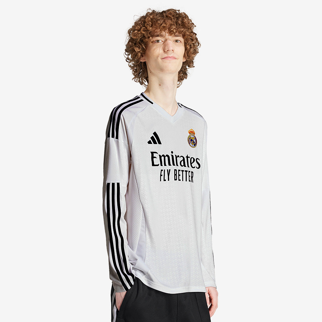 adidas Real Madrid 24/25 LS Home Shirt - White - Mens Replica