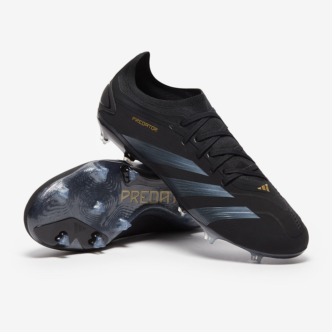 adidas Predator サッカーシューズ ブラック/ゴールド US5.5 Black and Gold Laceless FG Soccer Cleats for Precision on Firm Ground