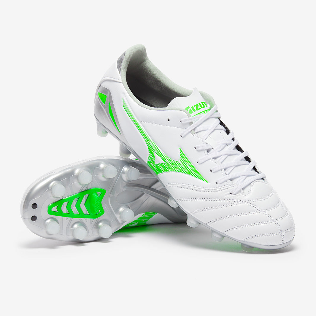 Mizuno Morelia Neo IV Pro Firm Ground - White/Neon Green/Cool Gray