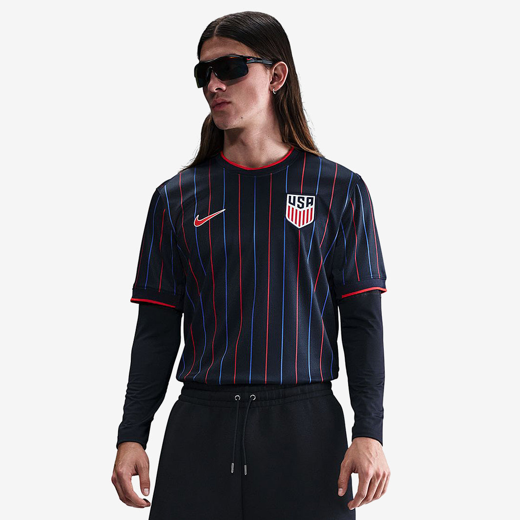 Nike USA 2025 Dri-FIT Stadium Away Jersey - Obsidian/Challenge Red
