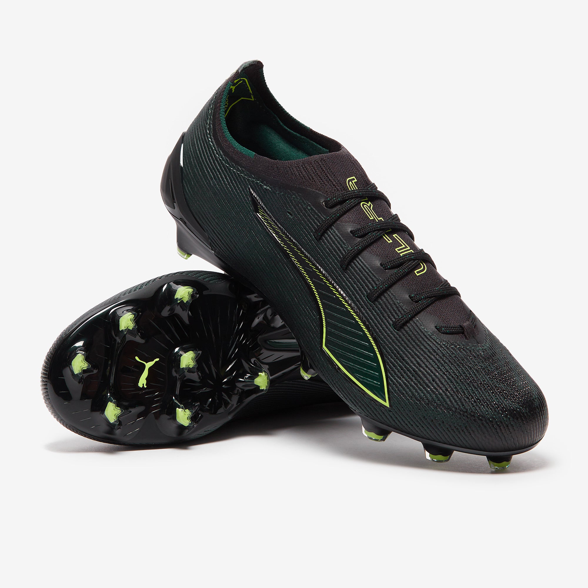 PUMA ULTRA 黒、グレー、グリーン Puma Ultra 6 Ultimate Firm Ground - Puma Black/Fizzy Light/Green