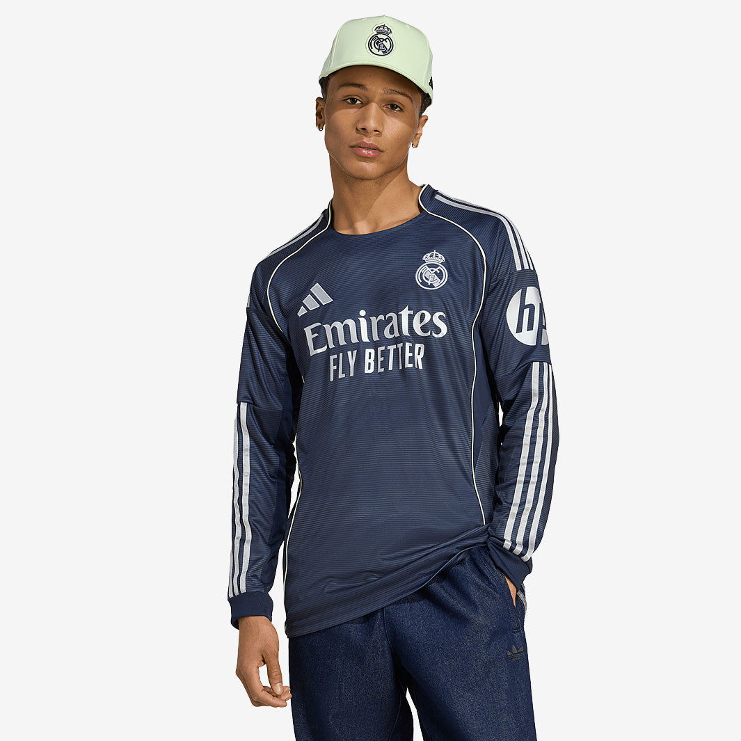 adidas Real Madrid 25/26 LS Away Jersey - Legend Ink - Mens Replica