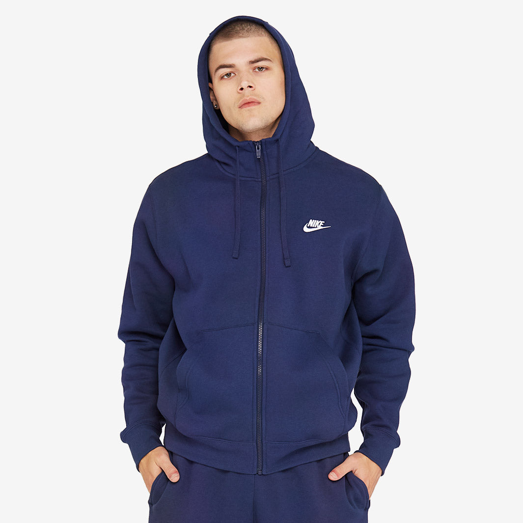 Nike Sportswear Club Zip Hoodie - Midnight Navy/White - Mens Clothing