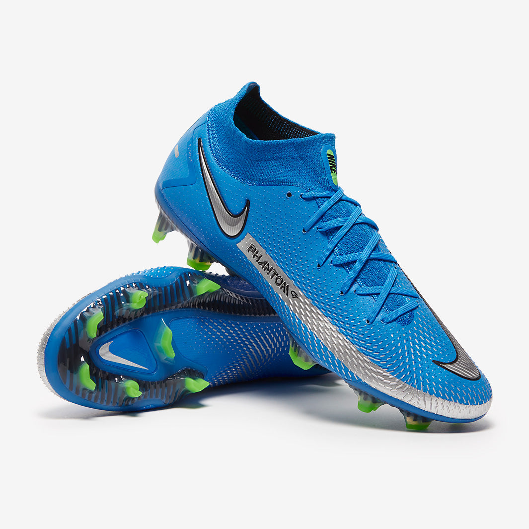Nike Phantom GTサッカーシューズ 青 Nike Phantom GT Elite DF FG - Photo Blue/Metallic Silver/Rage