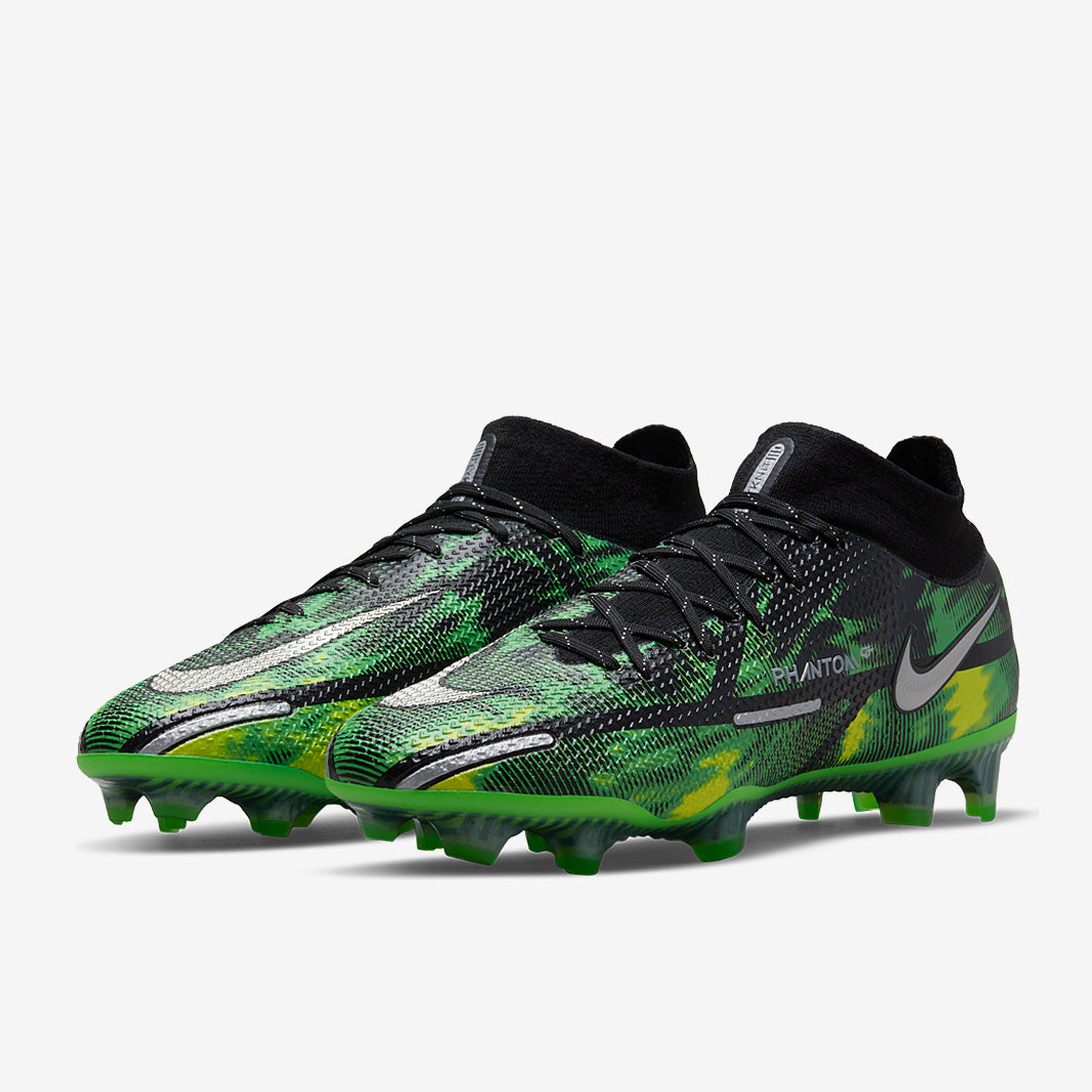 Nike Phantom GT II Elite DF FG - Black/Metallic Platinum/Green