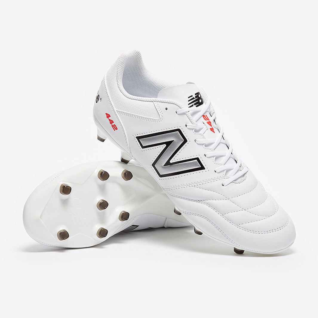 New Balance 442 V2 Team FG - White/Black - Mens Boots