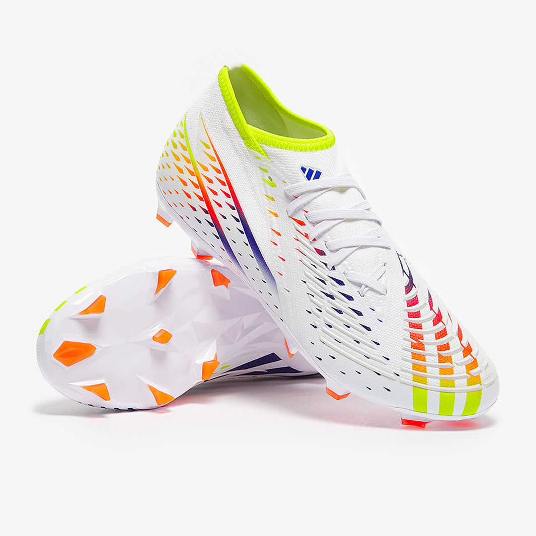 adidas Predator Edge.2 FG - White/Solar Yellow/Power Blue - Mens Boots