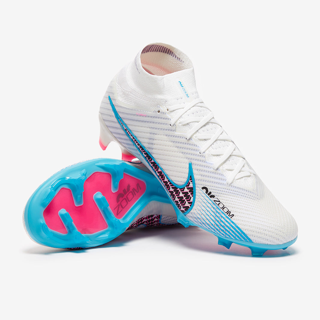 Nike Zoom サッカーシューズ ホワイト/ピンク/ブルー FG Nike Air Zoom Mercurial Superfly IX Elite FG - White/Baltic Blue