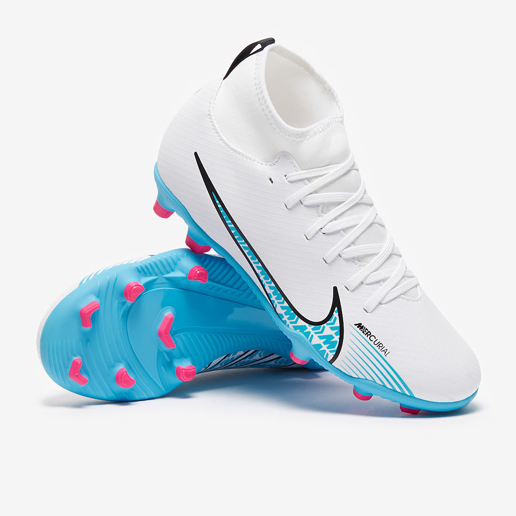 Nike Kids Mercurial Superfly IX Club FG/MG - White/Baltic Blue