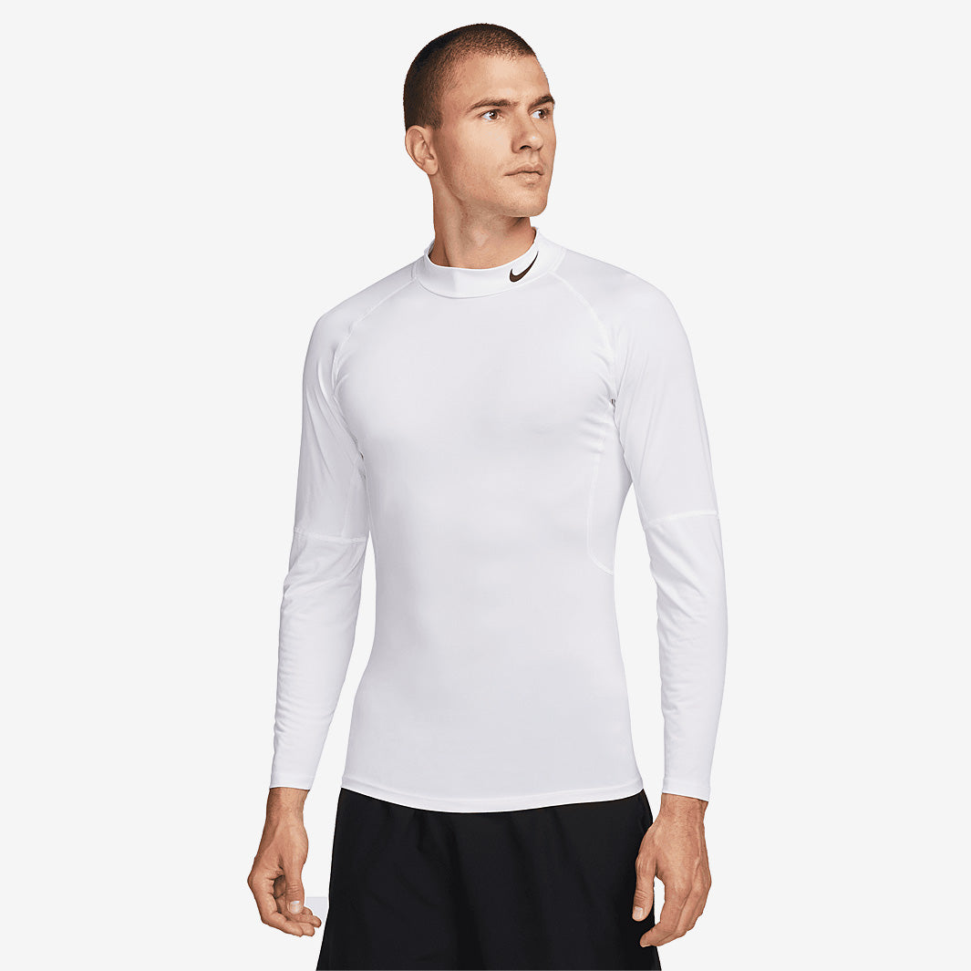 Nike Pro Dri-FIT Tight-Fit Mock-Neck T-Shirt - White/Black - Mens