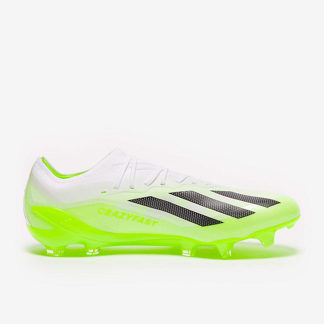 adidas X Crazyfast.1 FG - White/Core Black/Lucid Lemon - Mens Boots