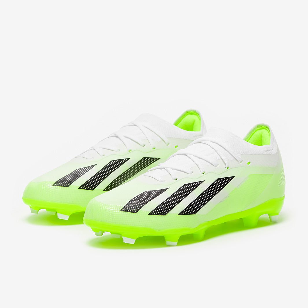 adidas Kids X Crazyfast.1 FG - White/Core Black/Lucid Lemon