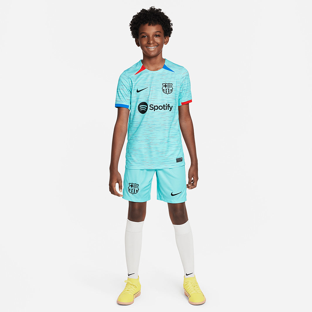 Nike FC Barcelona Kids Dri-Fit Stadium Third SS Shirt - Light Aqua