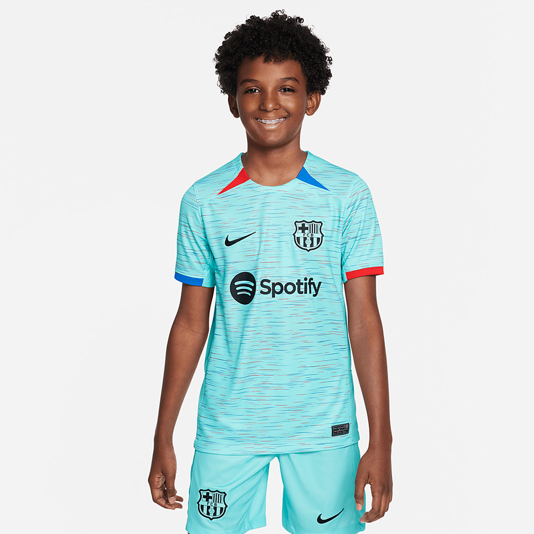 Nike FC Barcelona Kids Dri-Fit Stadium Third SS Shirt - Light Aqua