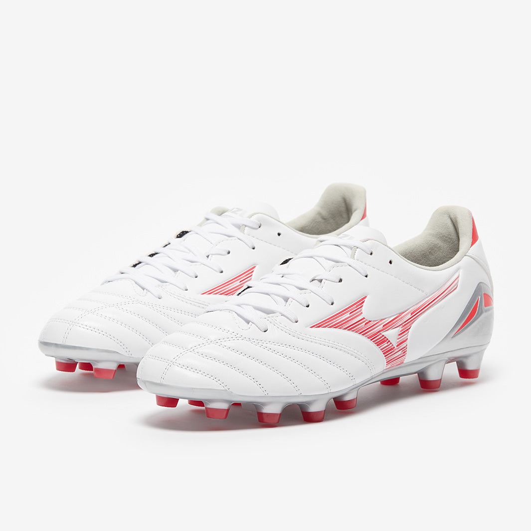 Mizuno Morelia Neo IV Pro Firm Ground - White/Radiant Red/ Hot