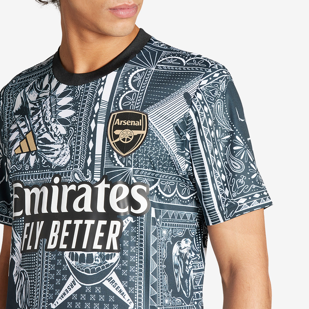 adidas Arsenal x Ian Wright Pre-Match Shirt - Black/White - Mens