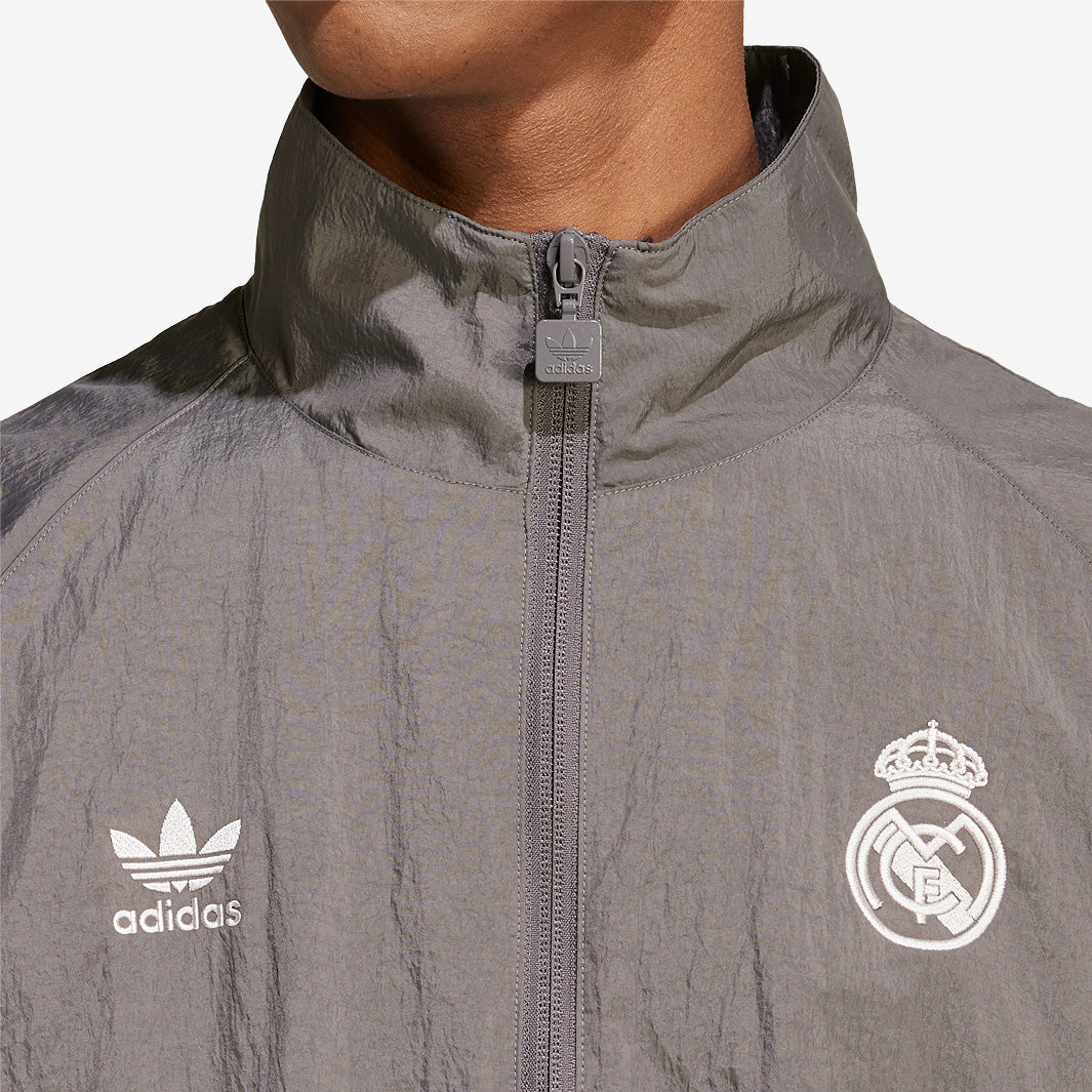 adidas Real Madrid ナイロンジャケット Mサイズ グレー adidas Originals Real Madrid Track Top - Charcoal/Dark Grey - Mens
