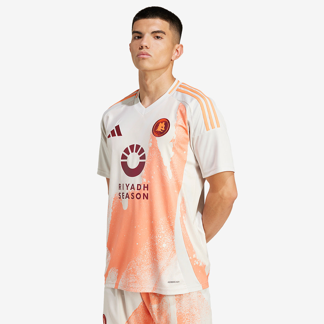 adidas AS Roma 24/25 Away Jersey - TALC/Easy Orange - Mens Replica