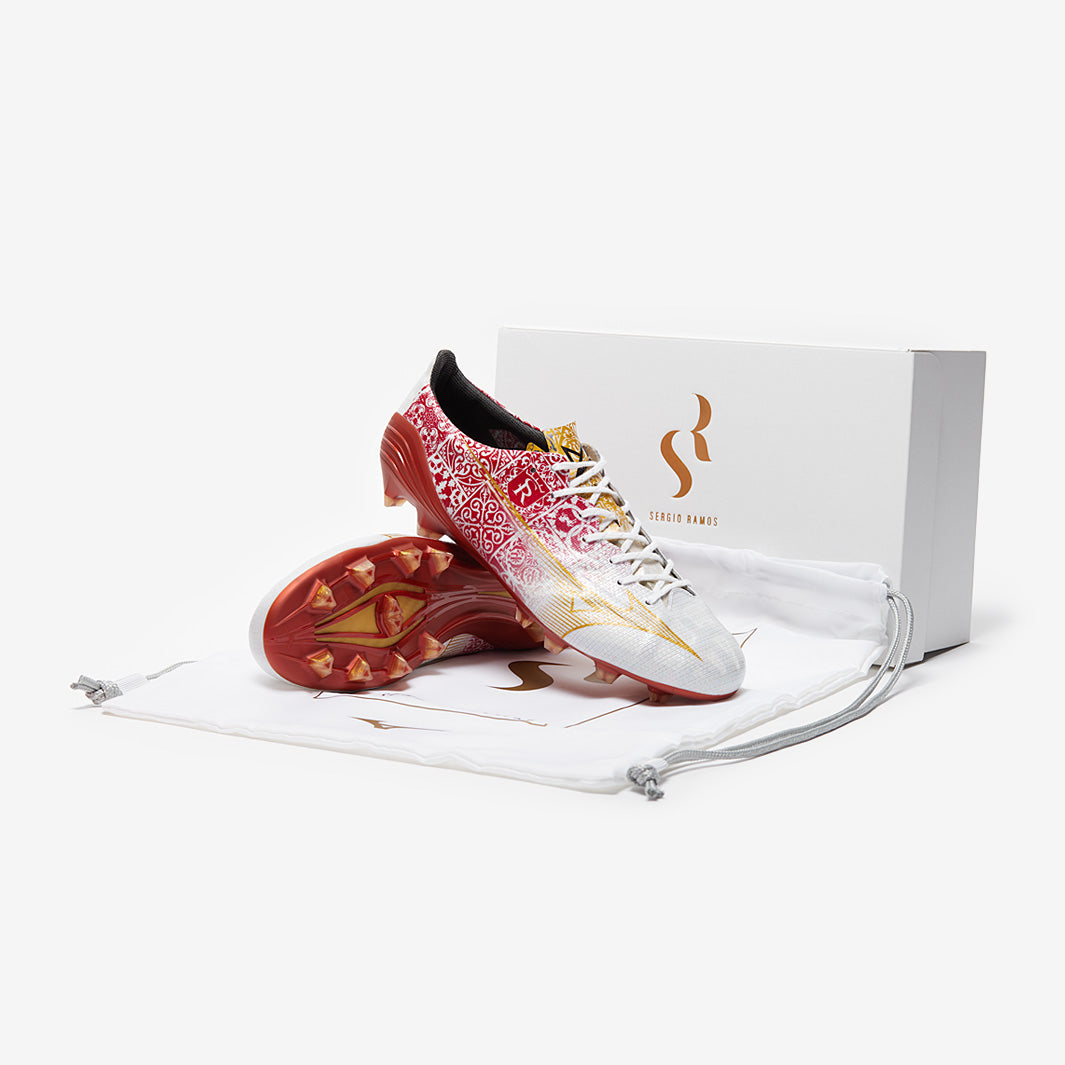 Mizuno Alpha x SR4 Made in Japan Firm Ground - White/Red - Adult Boots