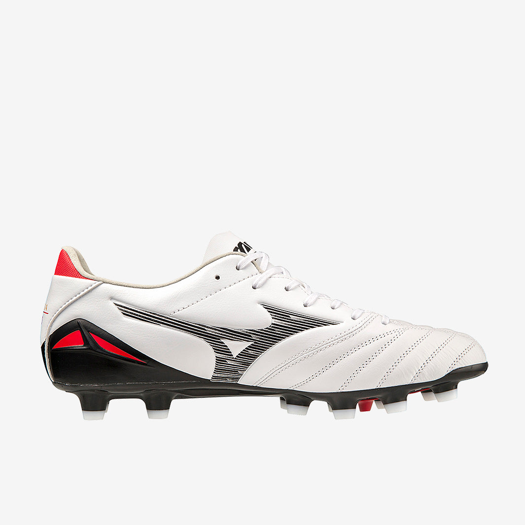 Mizuno Morelia Neo IV Pro Firm Ground - White/Black/Red - Adult Cleats