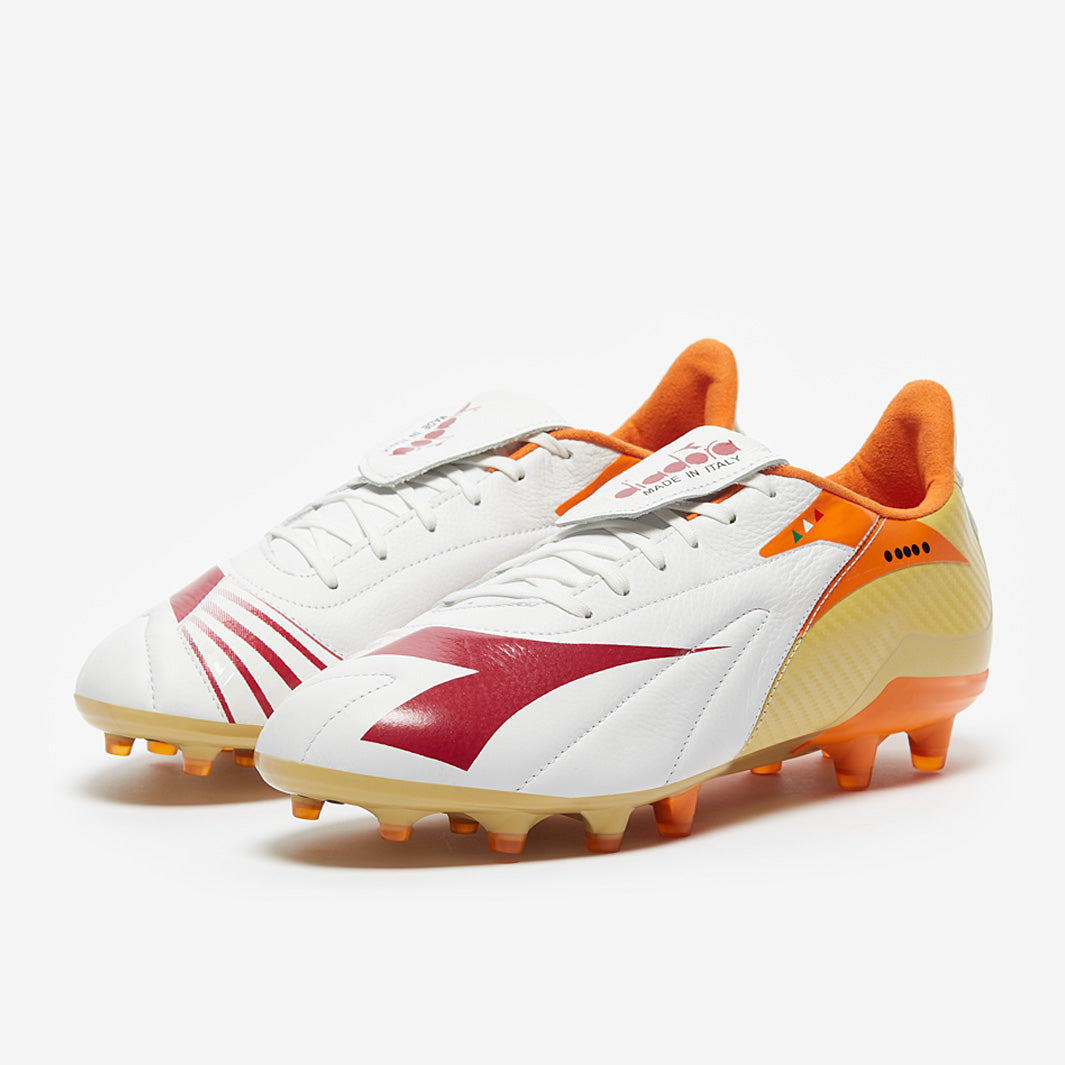 Diadora Maximus Elite Made In Italy Firm Ground - White/Chilli