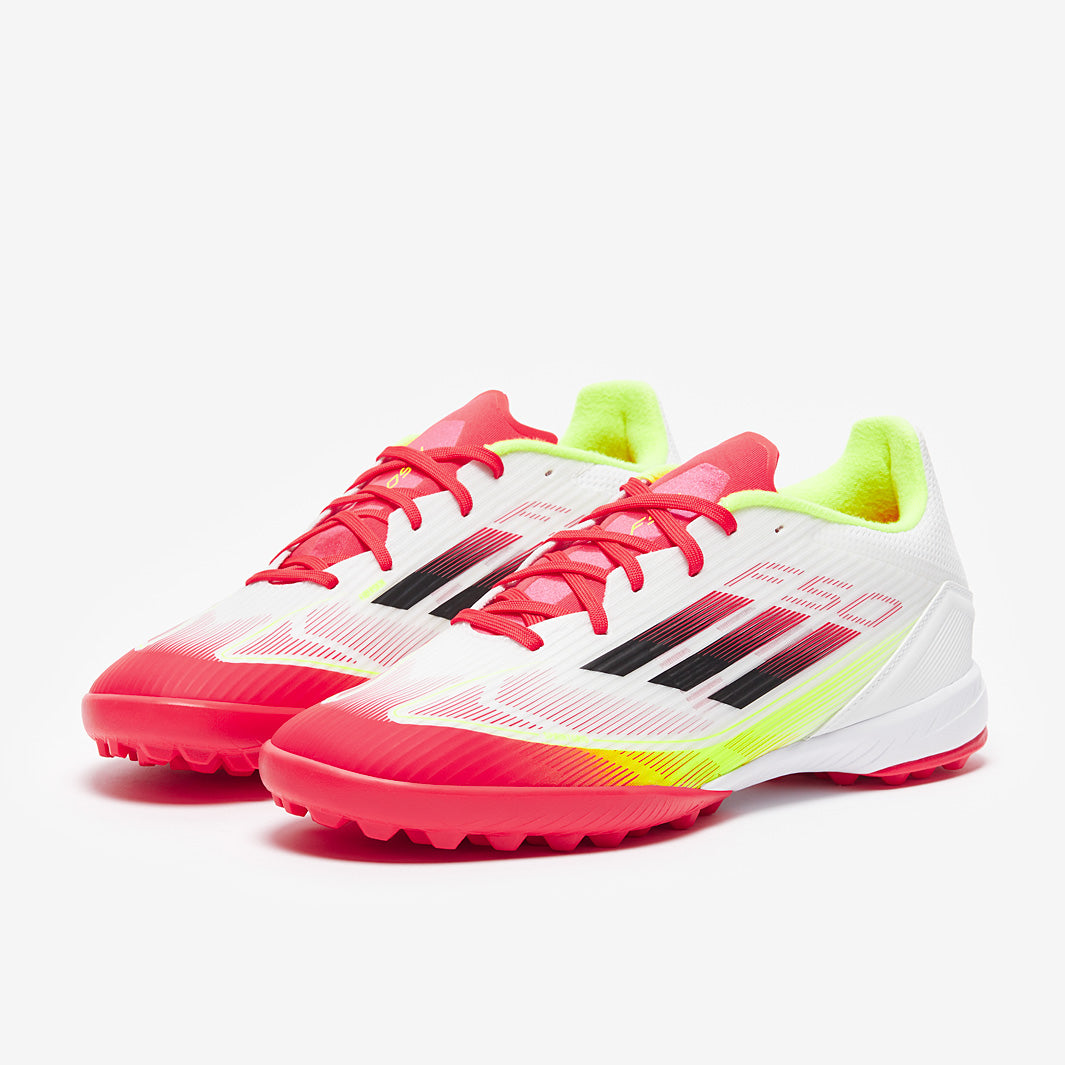 adidas F50 サッカーシューズ ホワイト/ピンク/イエロー adidas F50 League Turf - White/Black/Solar Yellow - Adult Cleats