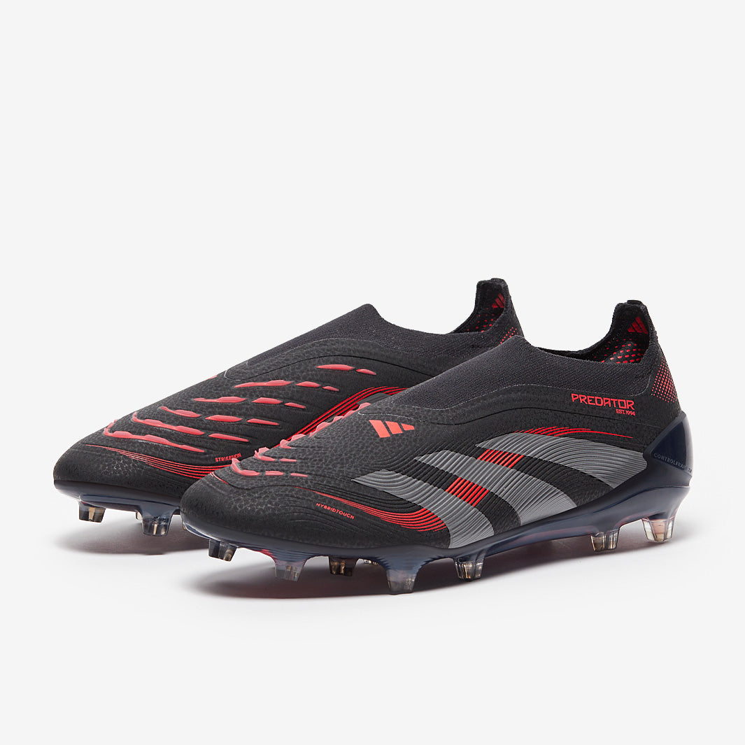 adidas Predator elite HG/AG サッカーシューズ 黒/赤 adidas Predator Elite Laceless Firm Ground - Black/Grey Four/Lucid