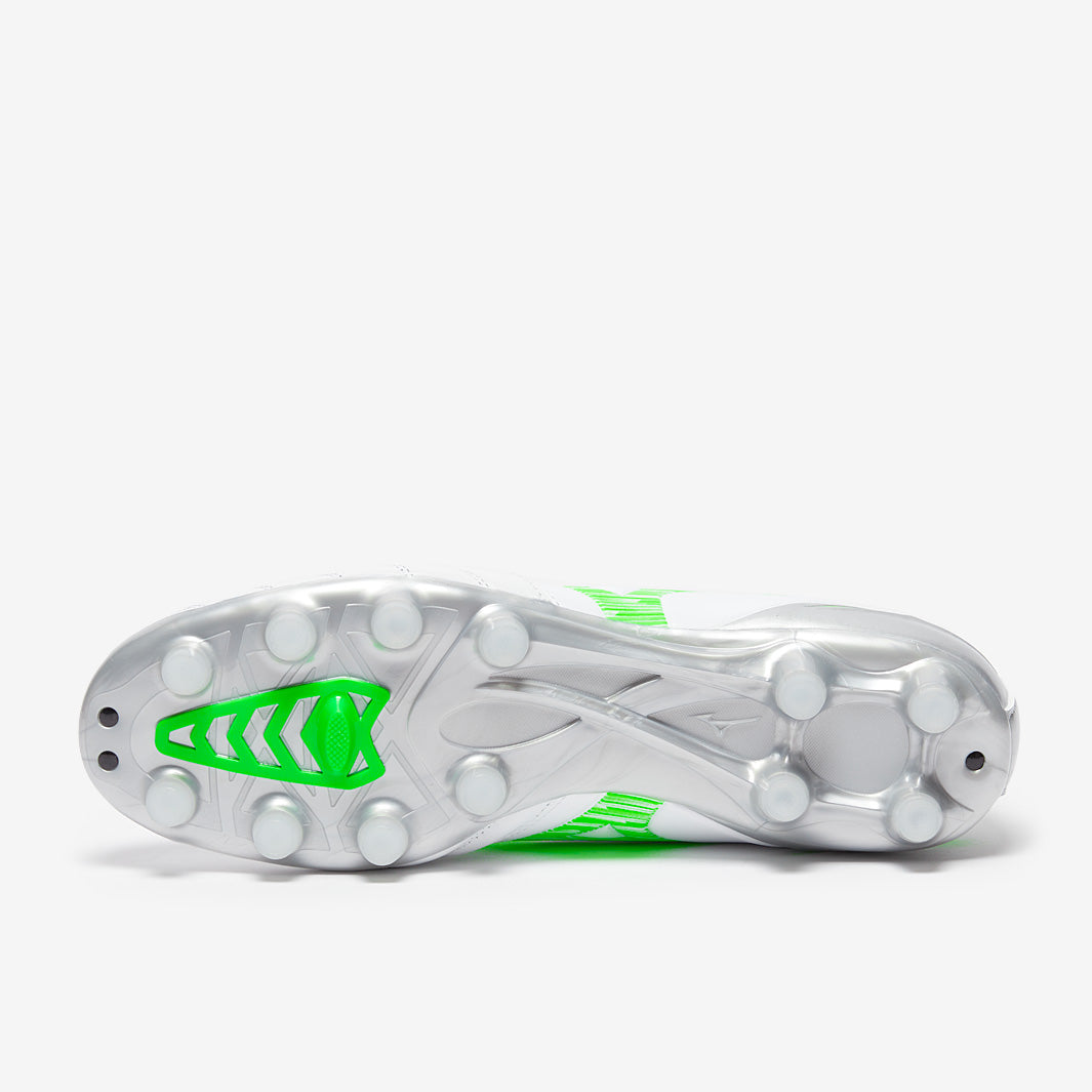 Mizuno Morelia Neo IV Pro Firm Ground - White/Neon Green/Cool Gray