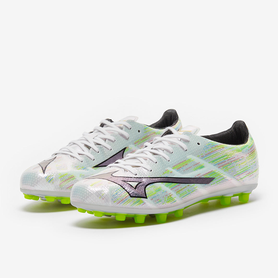Mizuno Alpha II Elite Artificial Grass - White/Silver Iridiscent