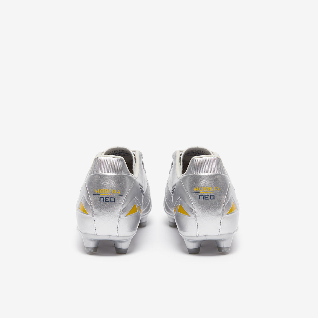 GOLDEN  MIDSTAR 37 ホワイト/グレー Mizuno Morelia Neo IV Pro Firm Ground - Galaxy Silver/Gold/Cool