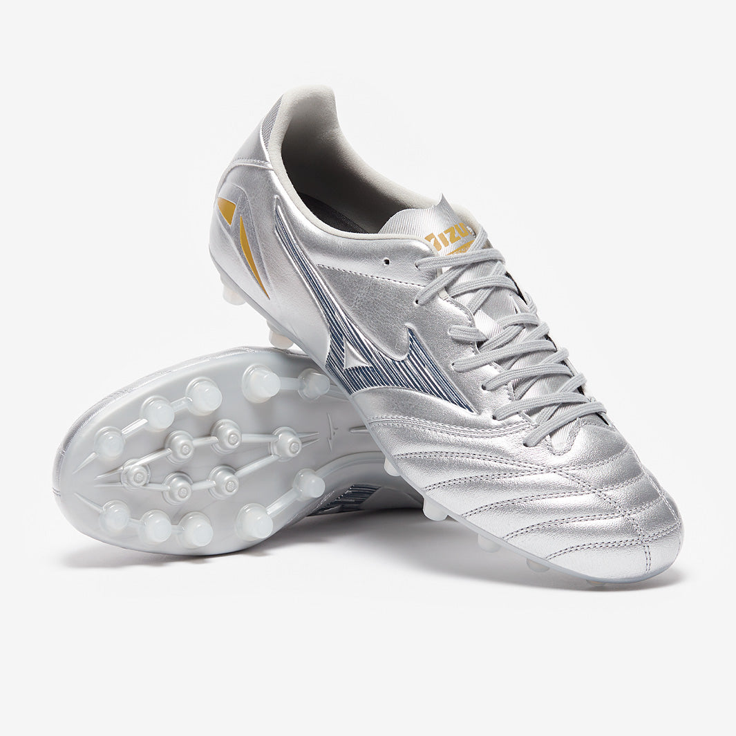 GOLDEN  MIDSTAR 37 ホワイト/グレー Mizuno Morelia Neo IV Pro Artificial Grass - Galaxy Silver/Gold