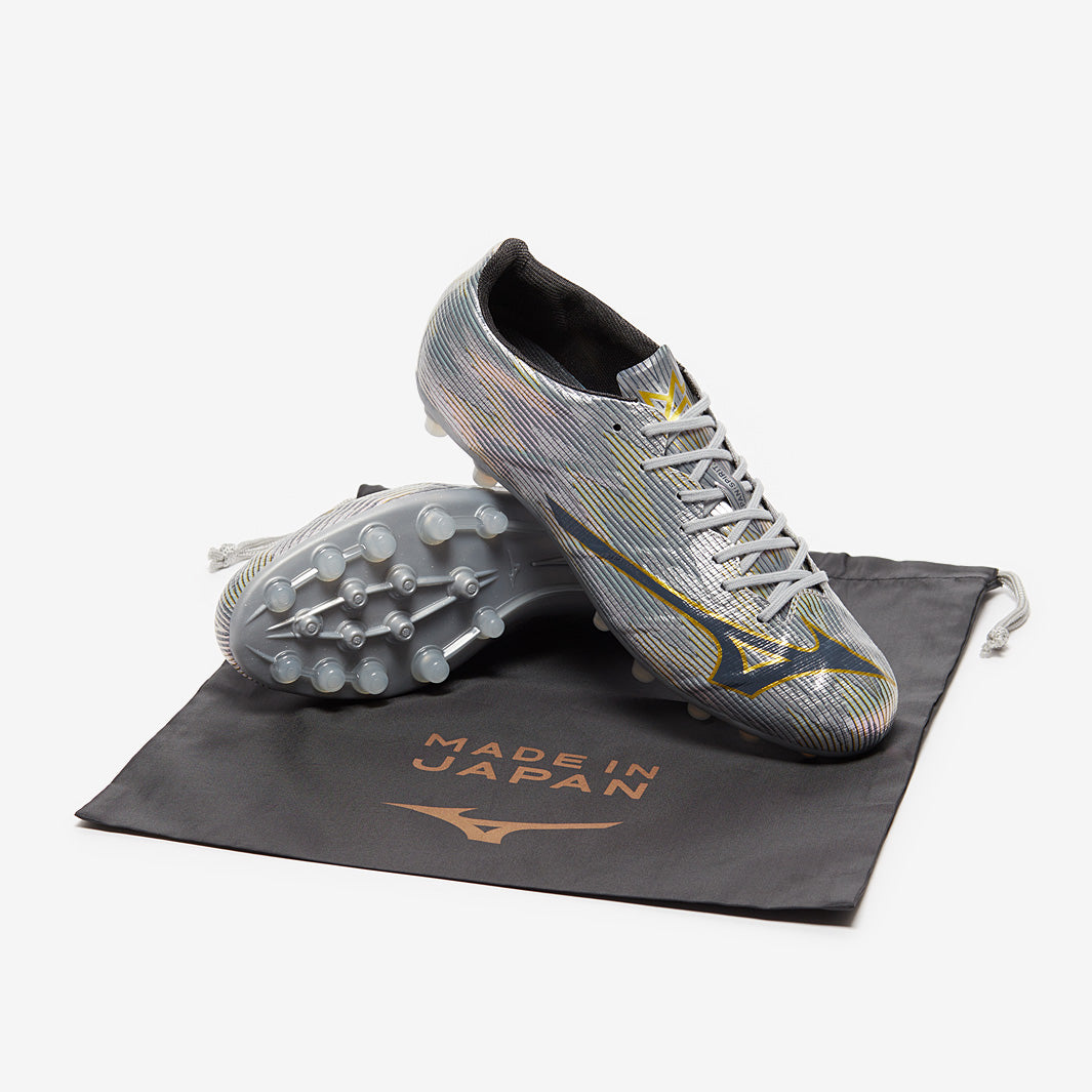Mizuno サッカーシューズ シルバー/ゴールド Mizuno Alpha II Made in Japan Firm Ground - Galaxy Silver/Gold