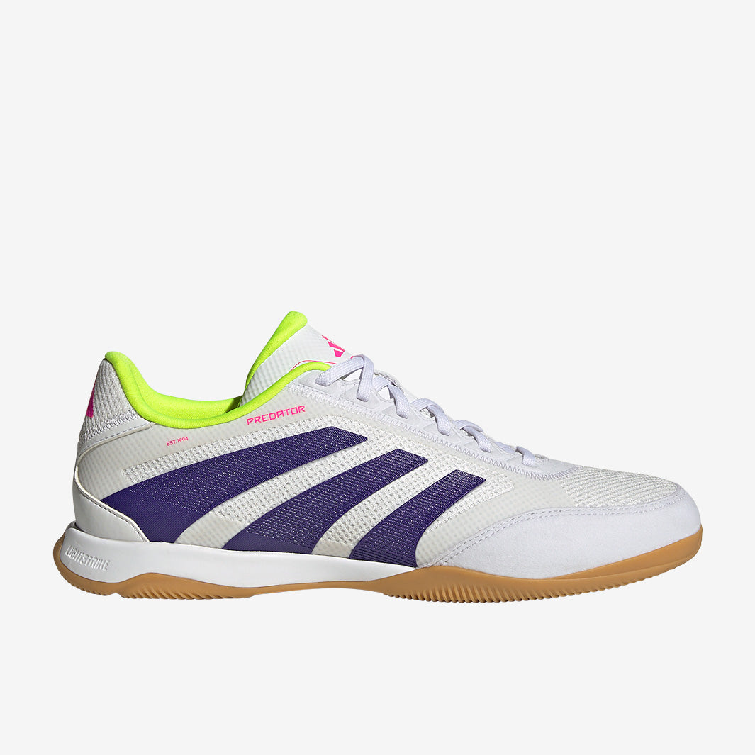 (取寄) アディダス プレデター リーグ インドア サッカー クリーツ adidas Predator League Indoor Soccer Cleats White/Collegiate Purple/Lucid Lemon adidas Predator League Indoor - Ftwr White/Collegiate Purple/Lucid