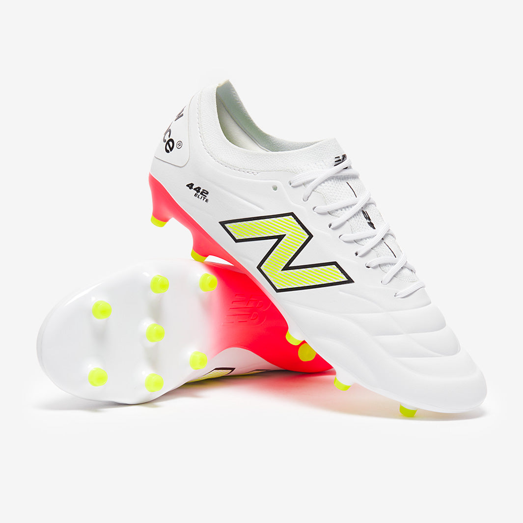 New Balance 442 V2 Elite Wide Firm Ground - White/Energy Red/Hi