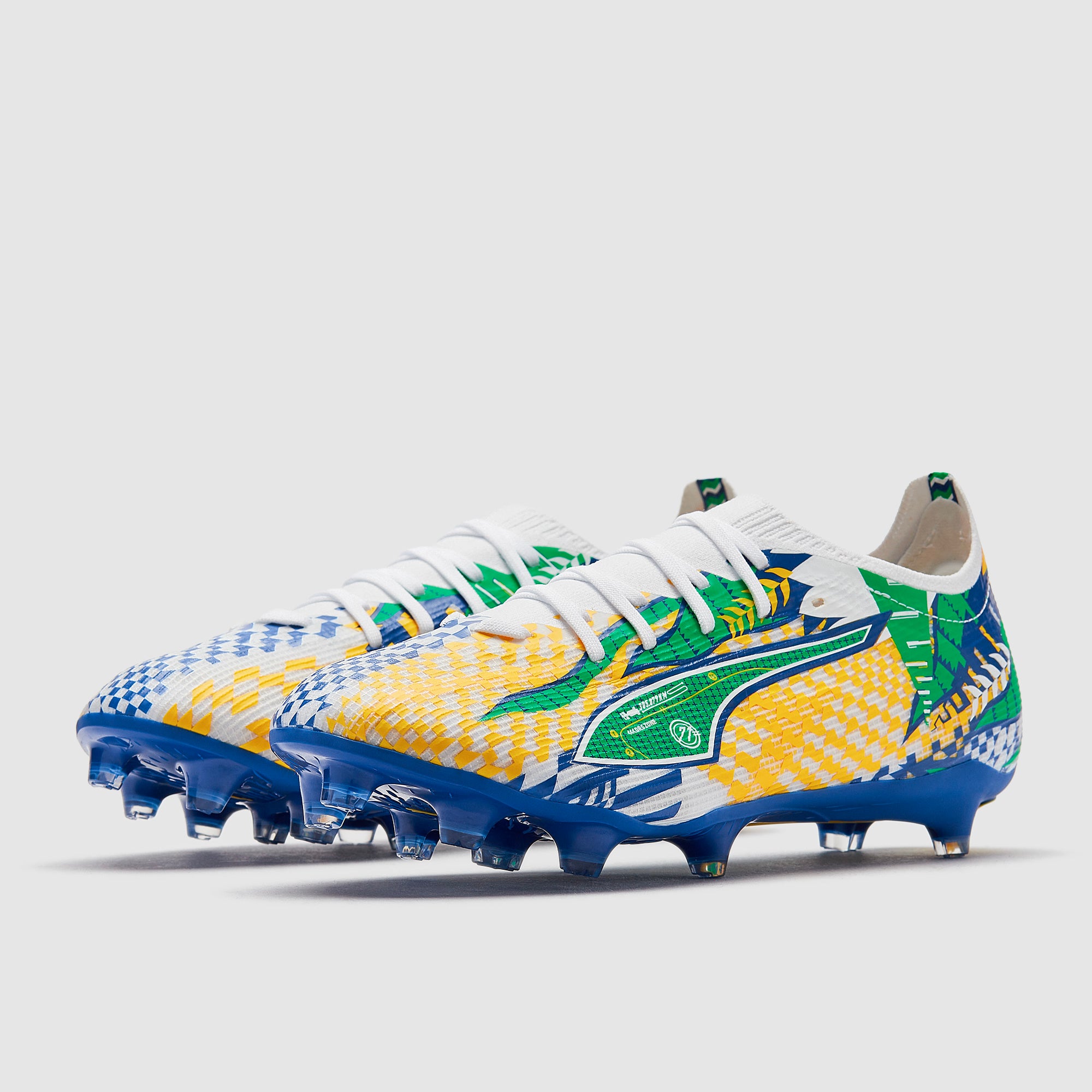 Puma Ultra Racetrack Brazil Match Firm Ground - White/Yellow/Blue