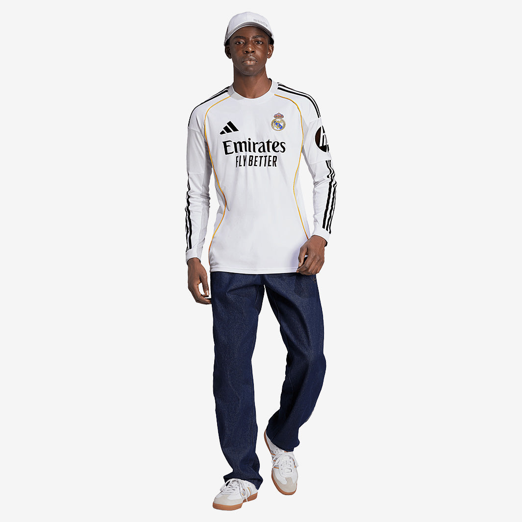 adidas Real Madrid 25/26 LS Home Jersey - White - Mens Replica
