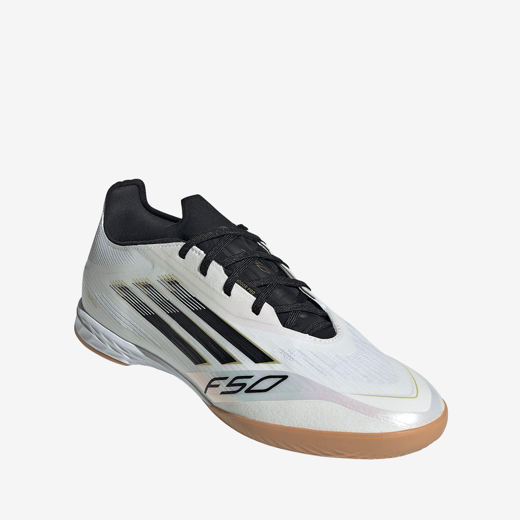 adidas F50 Pro Indoor - White/Core Black/Met Gold - Adult Cleats