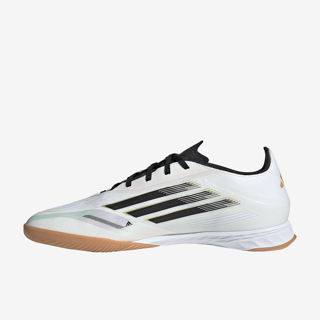 adidas F50 Pro Indoor - White/Core Black/Met Gold - Adult Cleats