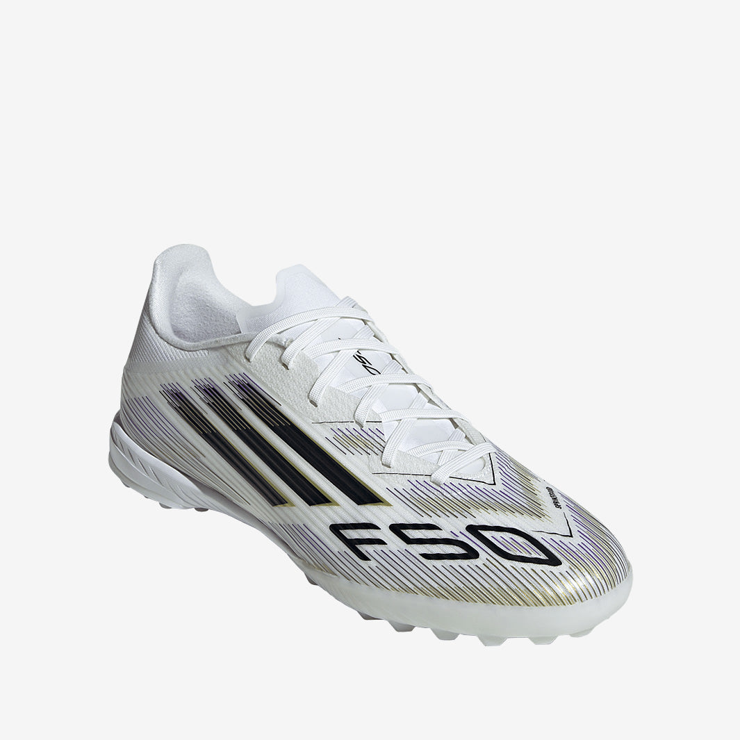 adidas F50 League Turf - White/Core Black/Met Gold - Adult Cleats