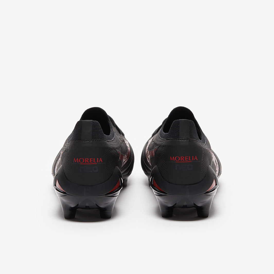 Mizuno Morelia NeoIV ブラック×ルビーレッド Mizuno Morelia Neo IV Beta Made in Japan Firm Ground - Black