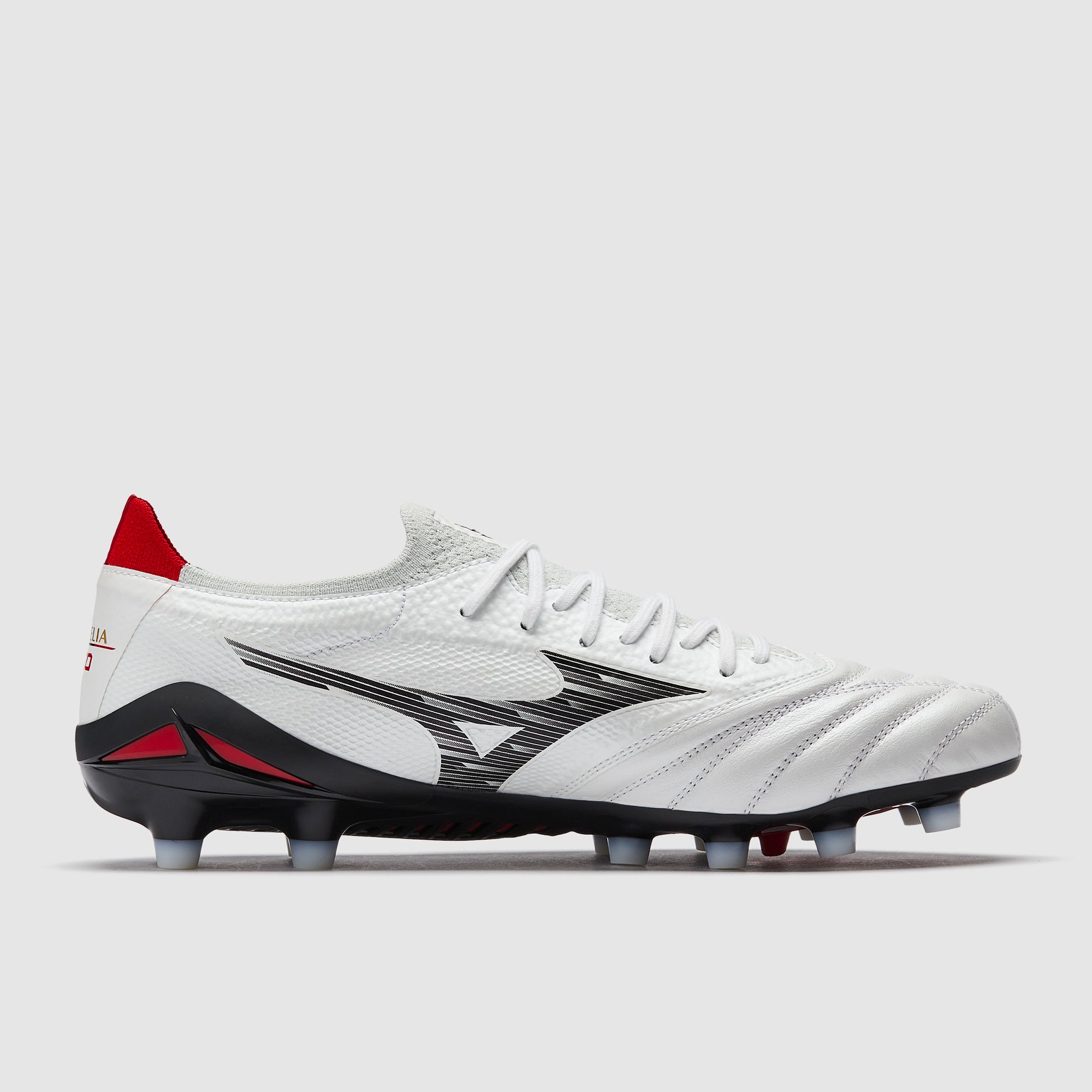 Mizuno Morelia Neo IV Beta Elite FG - White/Black/Red - Adult Cleats