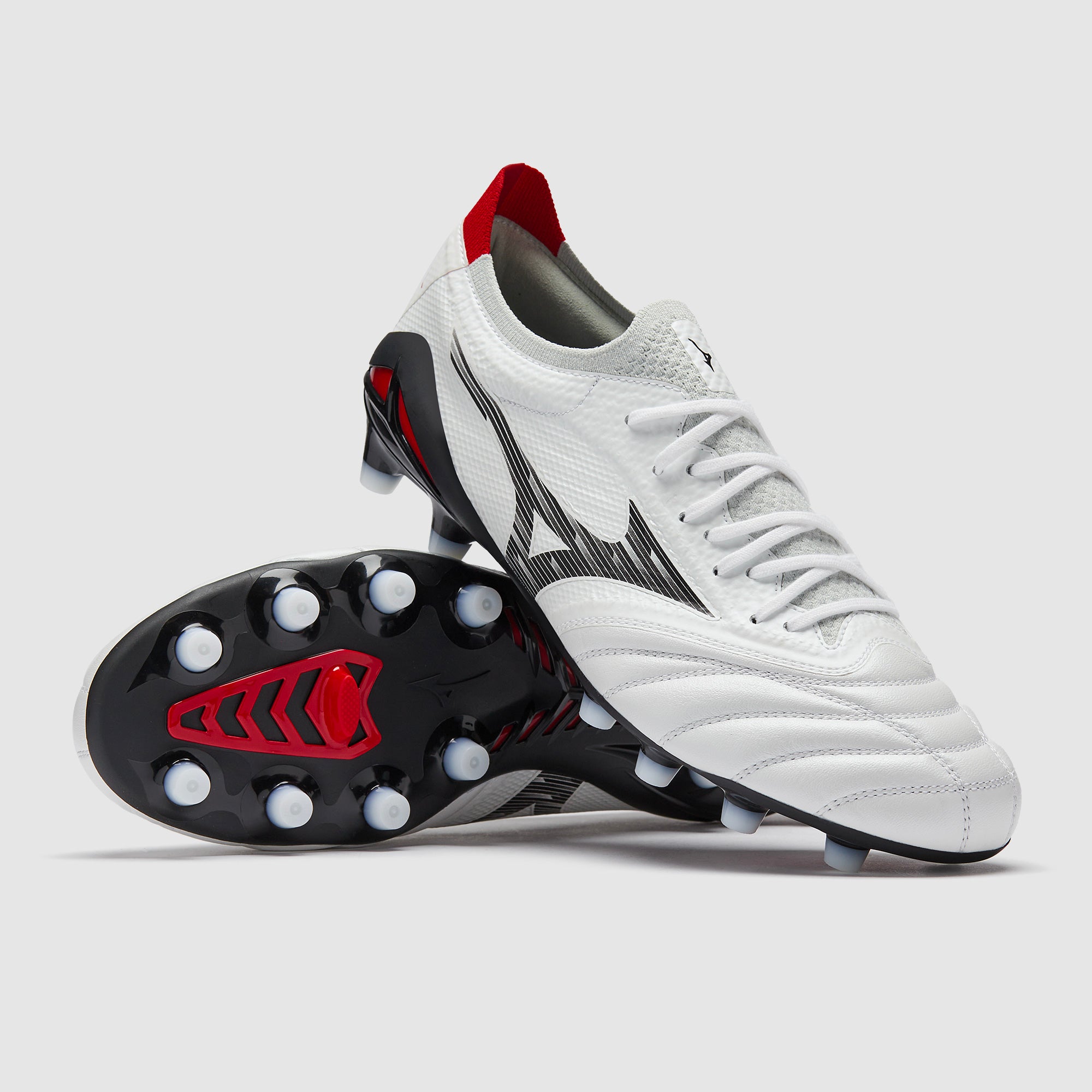 Mizuno Morelia Neo IV Beta Elite FG - White/Black/Red - Adult Cleats