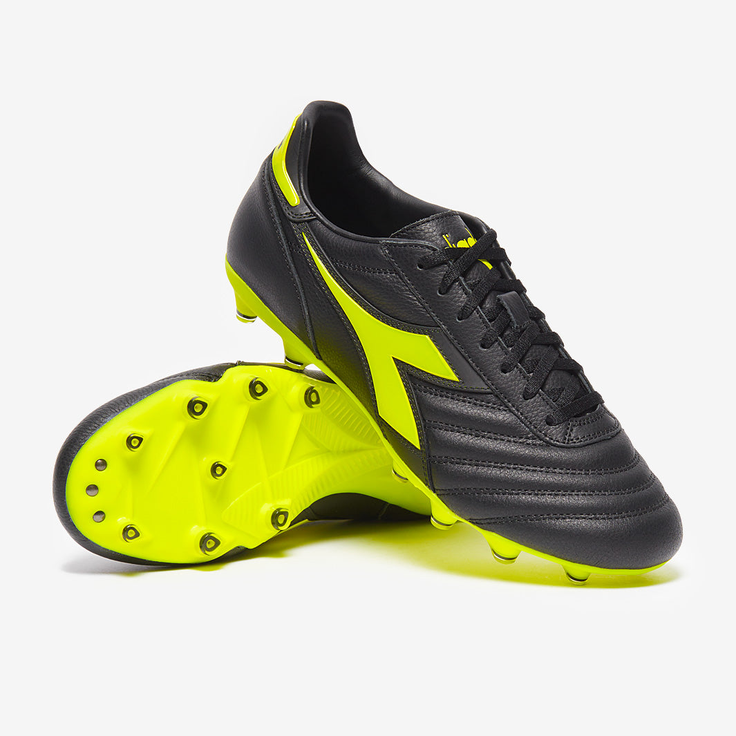 DIADORA サッカーシューズ ブラック/イエロー Diadora Brasil Pro FG - Black/Fluo Yellow - Adult Cleats