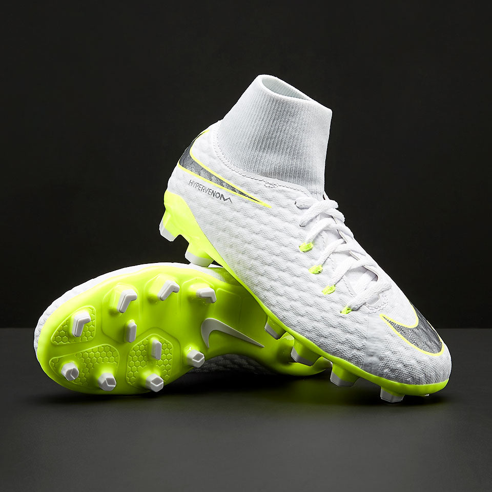 Nike Kids Hypervenom Phantom III Academy DF FG - White/Metallic