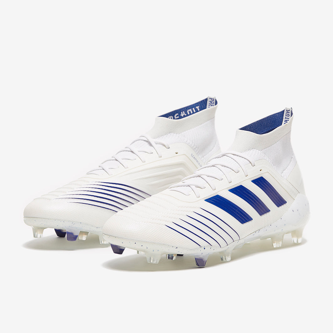 adidas Predator 19.1 FG - White/Bold Blue - Firm Ground - Mens