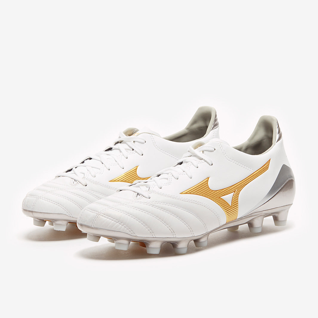 Morelia NEO サッカーシューズ ホワイト Mizuno Morelia Neo II K-Leather FG - White/Gold - Firm Ground