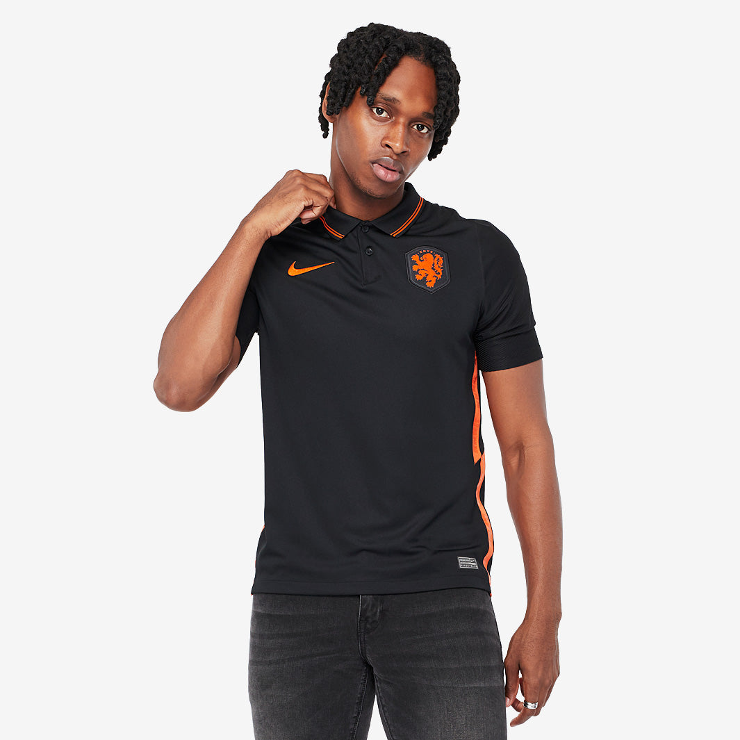 Nike Netherlands 2020 Away Stadium SS Shirt - Black/Safety Orange
