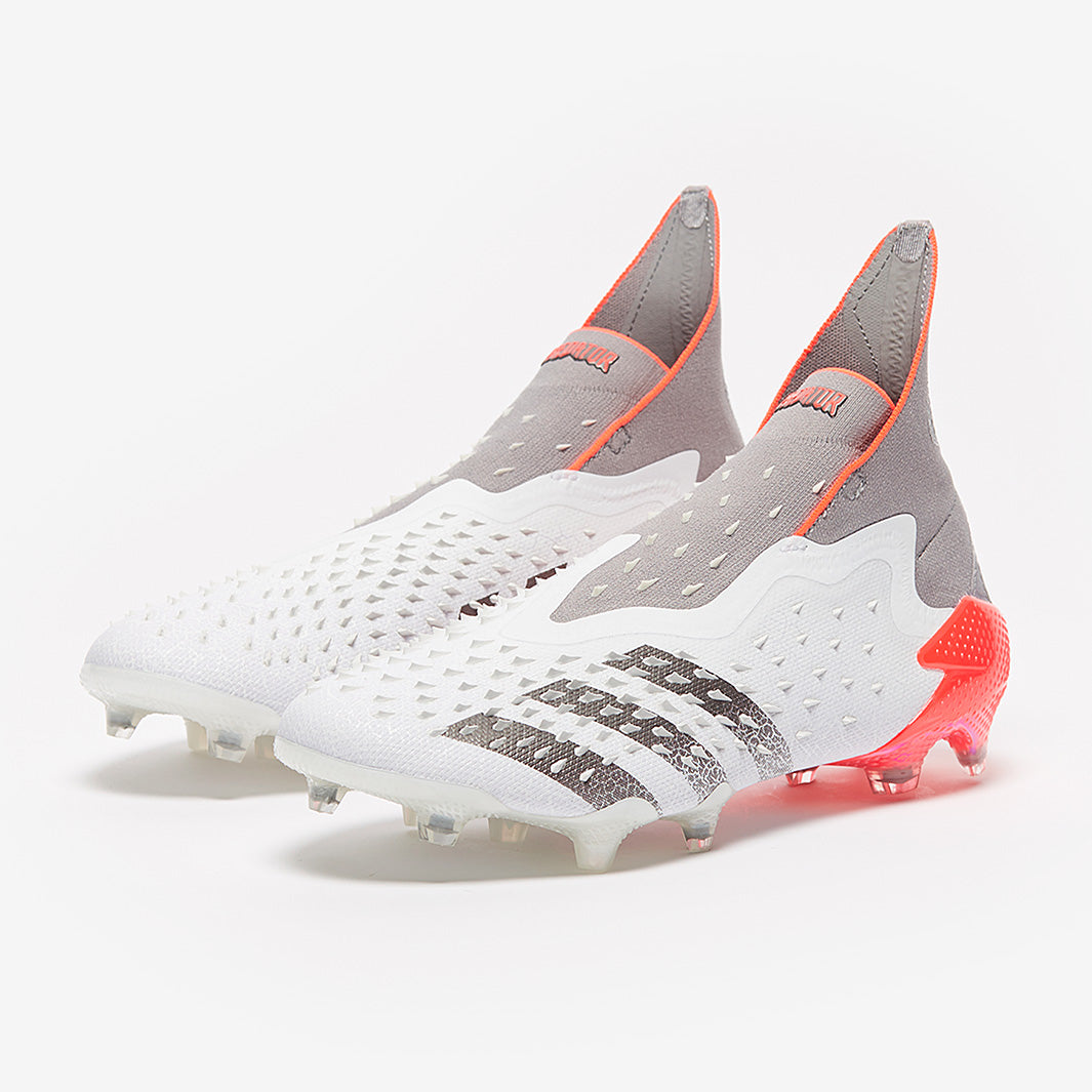 adidas Predator Freak+ FG - White/Iron Metallic/Solar Red - Mens